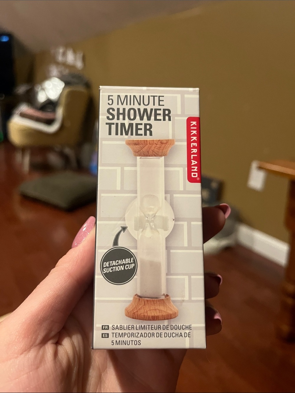Kikkerland Clear Hourglass Shower Timer with Wood Caps
